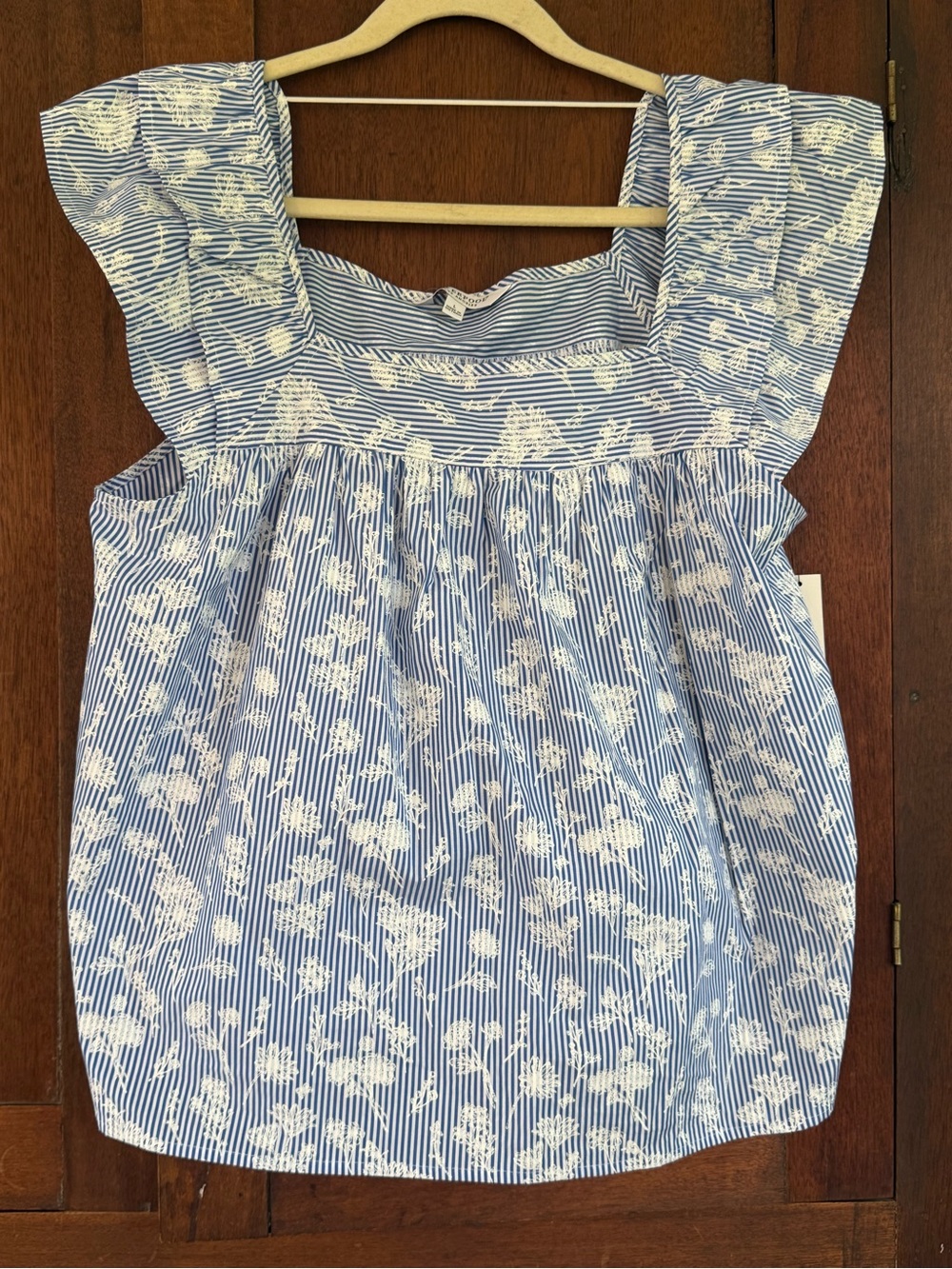 Liverpool Blue & White Striped Lace-Trim Top